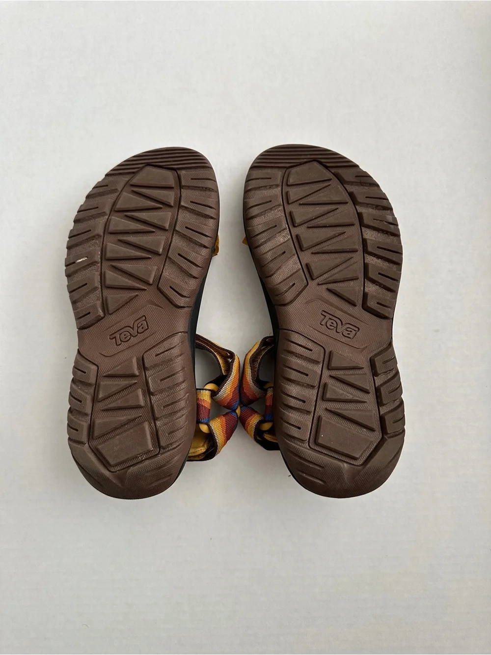 Men’s Teva Black Sandals with Yellow and Blue Straps